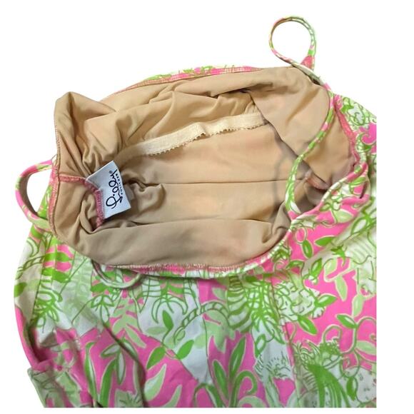 Lilly Pulitzer One-Piece Swimsuit Pink and Green Jungle themed– Size 8 - Picture 5 of 10